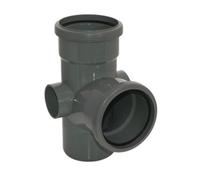 Floplast Ring Seal Soil Branch - 92.5 Degree X 110mm Anthracite Grey - Upvc Push-Fit Soil & Vent Fitting