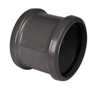 Floplast Ring Seal Soil Coupling Double Socket 110mm Anthracite Grey - Upvc Push-Fit