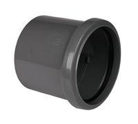 Floplast Ring Seal Soil Coupling Single Socket 110mm Anthracite Grey - Push-Fit To Solvent Weld