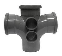 Floplast Ring Seal Soil Double Branch 92.5 Degree X 110mm Anthracite Grey - Upvc