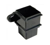FloPlast Square Downpipe Socket with Fixing Lugs - 65mm Black