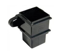 Floplast Square Line 65mm Downpipe Socket With Fixing Lugs - Black, 110mm
