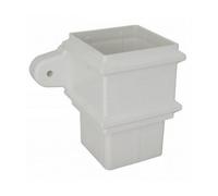 Floplast Square Line 65mm Downpipe Socket With Fixing Lugs - White - 110mm