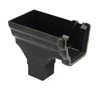 FLOPLAST Stopend Outlet - RON2 65mm Square L/H for 110mm Niagara OGEE system (BLACK)