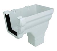 FLOPLAST Stopend Outlets - 65mm Square R/H RON3 110mm Niagara OGEE fits 65mm square downpipes (BLACK)