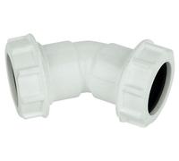 Floplast Universal White Compression 135° Adjustable Waste Pipe Bend (Dia)40mm