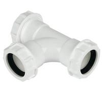 Floplast White Compression Equal Waste Pipe Tee, (Dia)32mm