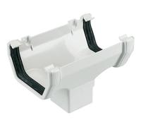 Floplast White Square Running Gutter Outlet, (L)138mm (W)114mm