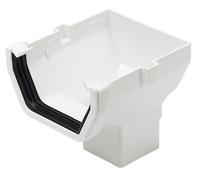 FloPlast 114mm Square Gutter Stop End Outlet - White