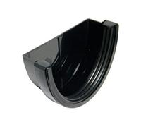 Floplast Xtraflo Industrial 170mm Half-Round Gutter External Stopend Black - Push-Fit.