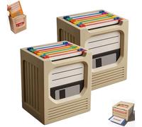 Floppy Click, The Retro-Tech Coaster Holder, with 8Pcs Floppy Disk Coasters Set, Funny Writing Coaster Holder with a 90s Nostalgia Vibe, for Home Office Desk Decor(2pcs)