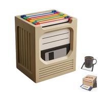 Floppy Click, The Retro-Tech Coaster Holder, with 8Pcs Floppy Disk Coasters Set, Funny Writing Coaster Holder with a 90s Nostalgia Vibe, for Home Office Desk Decor(1pcs)