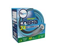 FloPro Cobra 25m Expanding Armoured Hose Set - Expands to 3x its length, Thorn-Proof, 50% Lighter, Tangle-Free with Nozzle & SuperGrip Fittings