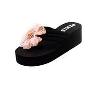 Flops Flip Ladies Wedges Women's Beach Flower Slippers Home Summer Sandals Shoes Women's Sandals Foam Flip Flops for Women Wedge (Pink, 6)