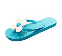 -Flops for outdoors with cute flowers, fashionable and versatile flat flops for the beach, waterproof shoes, women's lined, sky blue, 4 UK
