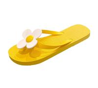 -Flops for outdoors with cute flowers, fashionable and versatile flat flops for the beach, waterproof shoes, women's lined, yellow, 4 UK
