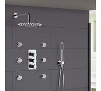 Flora 3 Dial 3 Way Round Set - Slim Shower Head, Handset & Body Jets Nes Home Silver One Size