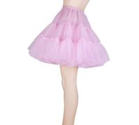 Flora 50s Rockabily Short Skirt/Fancy Tutu Petticoat,18" Length (L-XL, PINK)