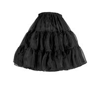 Flora 50s Rockabily Short Skirt/Fancy Tutu Petticoat,18" Length (S-M, BLACK)
