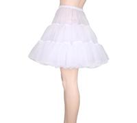 Flora 50s Rockabily Short Skirt/Fancy Tutu Petticoat,18" Length (S-M, WHITE)
