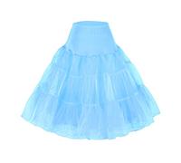 Flora® 50s Vintage Rockabilly Petticoat Skirt, 25" Length Retro Tutu Underskirt (XSmall-Medium, Sky Blue)