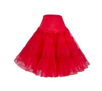 Flora® 50s VINTAGE ROCKABILLY Retro Tutu PETTICOAT SKIRT,25" Length (Large-XLarge, RED)
