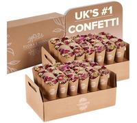 Flora & Bloom Biodegradable Confetti With Pre Built Cones | Dried Flowers (6 Litres) | Wedding Confetti Kit | Pop Open Cones & Tray |Jasmine, Lavender & Rose Petals | Wedding Decorations (48 Guests)