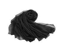 Flora Chiffon Bridal Bridesmaid Shawl Prom Wrap Draping Stole,90" L (BLACK)