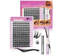 Flora Eyelash Cluster Set, Wispy Fluffy 8-18mm Hybrid Volume Eyelash Cluster Extension Kit, D Curl, Custom DIY Kit for False Eyelashes, with Eyelash Binding and Gasket, 0.05mm