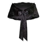 Flora Faux fur Satin lined Bridal Stole/Wedding Bolero,code YRB (BLACK)