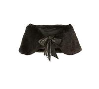 Flora Faux Fur Satin Lined Bridal Stole/Wedding Cape,Code 48 (Black)