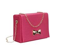 Flora Faux Leather Girls Flapover Cute Mini Bag with Bow Detail, Fuchsia