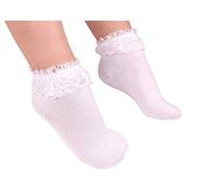Flora Girl's First Holy Communion/Confession/Pageant Occasion Ankle-Length Socks(Large,Lace Frill)