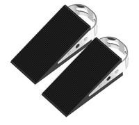 FLORA GUARD 2 Pack Door Wedge Rubber - Heavy Duty Door Stops, Non-Scratching, Non-Slip Door Stopper with 2 Stainless Steel Holders