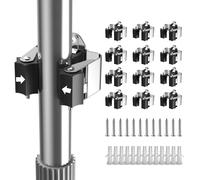FLORA GUARD Broom Holder Wall Mount - 12 Pack Broom Rack with Star Shaped Rubber Rollers & Nickel Plated Brackets for Strong Grip and Long Life - Ideal for Garden Tools Organization