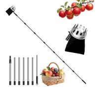 FLORA GUARD Fruit Picker 7 Sections, 2.9M Apple Picker with Telescopic Handle, Lightweight Stainless Steel Connecting Pole and Fabric Bag, Fruit Grabber Easy to Assemble, for Orange Lemon Etc