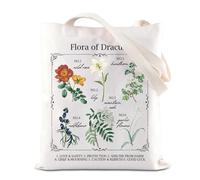 Flora of Dracula Literary Flower Tote Bag Herbology Floral Gift Bookish Bookworm Gift Dark Gothic Academia Handle Bag (Flora of D UK2)