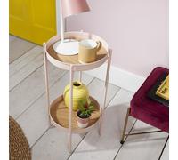Flora Round Small Metal Side Table End Occasional Table in Pink