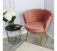 Flora - Velvet Accent Chair With Scalloped-Back Design (Dark Pink)