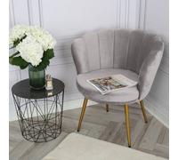 Home Garden Direct Flora - Velvet Accent Chair with Scalloped-back Design - Grey Home Garden Direct Grey