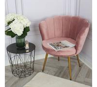 Flora - Velvet Accent Chair With Scalloped-Back Design (Pink)