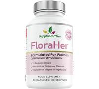 FloraHer Probiotics for Women - 20 Billion CFU with Inulin - Saccharomyces Boulardii, Lactobacillus & Bifidobacterium Blend - 60 Vegan Capsules, 30 Servings, UK Made