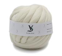 FloraKnit 100% Merino Wool Super Chunky Yarn Bulky Roving Yarn (40mm-33 Yards, Aquarius) (Cream)