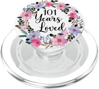 Floral 101 Year Old 101th Birthday Men Women 101 Years Loved PopSockets PopGrip for MagSafe