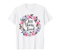 Floral 101 Year Old 101th Birthday Men Women 101 Years Loved Value Graphic T-Shirt
