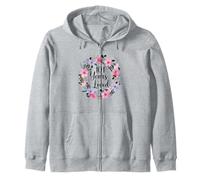 Floral 101 Year Old 101th Birthday Men Women 101 Years Loved Zip Hoodie