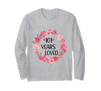 Floral 101 Years Loved Women 101 Years Old Cool 101th B-Day Long Sleeve T-Shirt