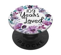 Floral 109 Years Old 109th Birthday Women's 109 Years Loved PopSockets Adhesive PopGrip