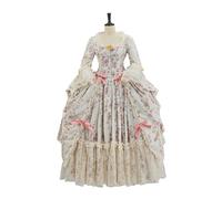 Floral 18th Century Royal French Women Queen Marie Antoinette Costume Georgian Dress Victorian Rococo Ball Gown (Floral, XL)