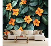 Floral 3D Wall Murals, Orange-Yellow Flowers Photo Wallpaper, Non-Woven Premium Art Print Fleece Wall Mural Decoration Poster Picture Design Modern 300X210cm